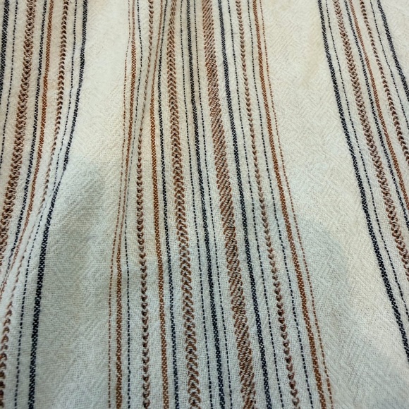 Democracy Linen Blend Striped Pants Size 6 Drawstring Waist Cropped raw hem - Picture 2 of 10